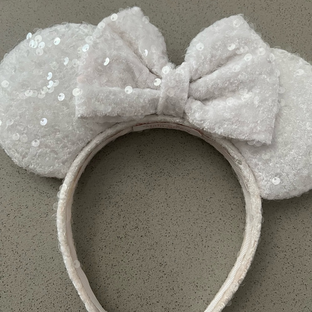 White Sequin Disney Minnie Mouse Ears